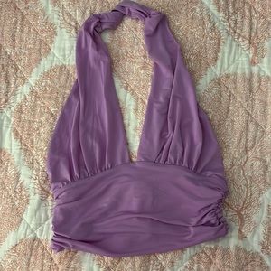 H&M light purple side ruched stretchy halter